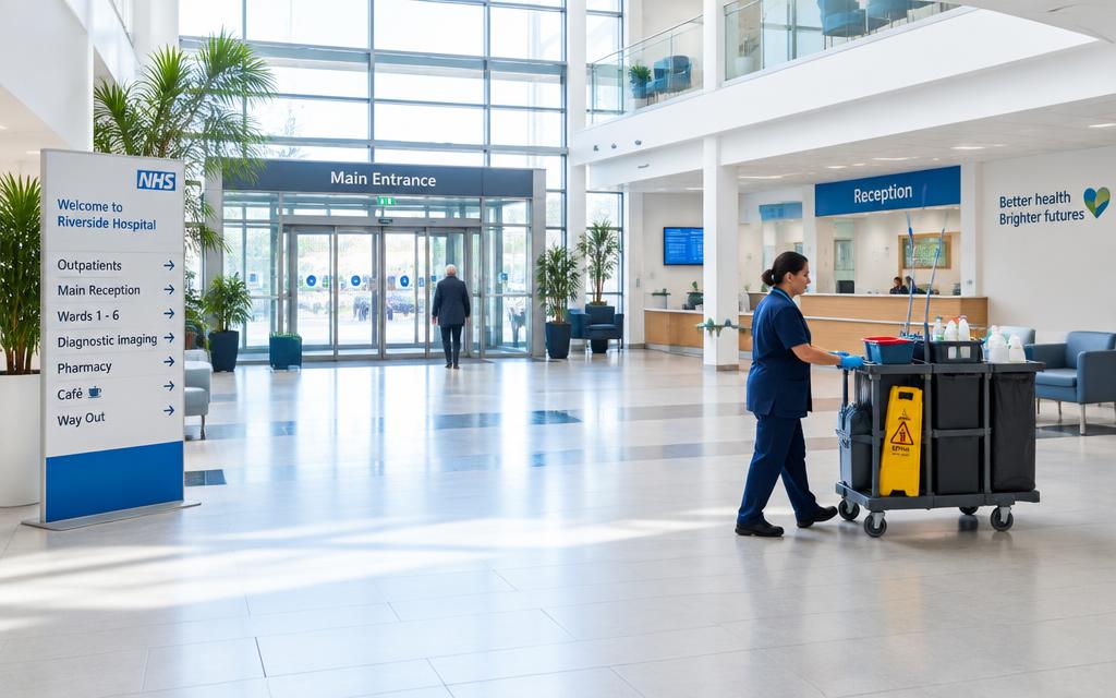 Hospital entrance and reception area