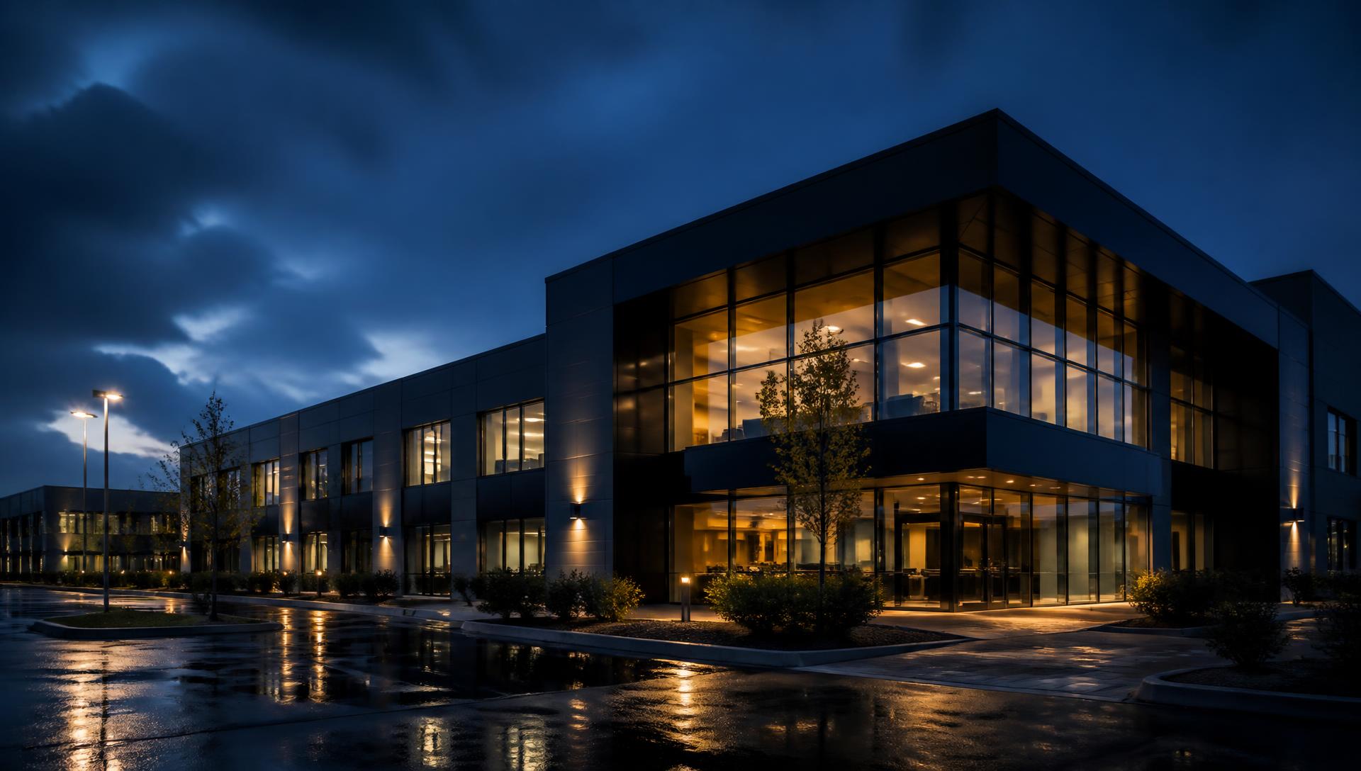 Commercial estate at dusk